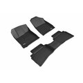 3D Mats Usa Custom Fit, Raised Edge, Black, Thermoplastic Rubber Of Carbon Fiber Texture, 3 Piece L1HY10201509